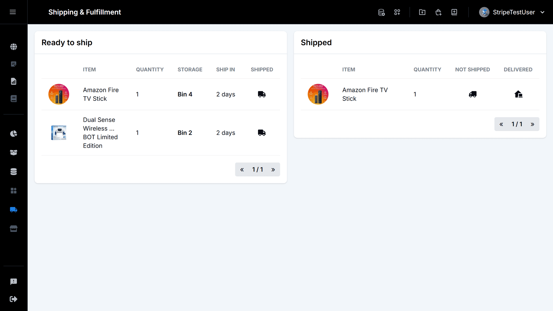 List of orders that are ready to shipped and have been shipped
